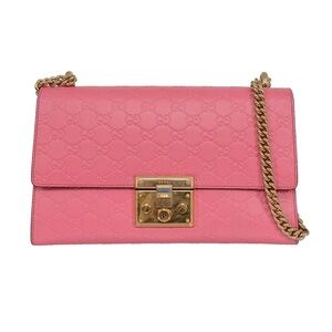 ♥️Gucci Padlock Pink Leather  with Gold Chain Small Crossbody Bag Handbag♥️